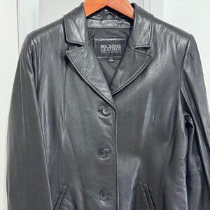 Wilson Leather Black Blazer Coat Women's Large